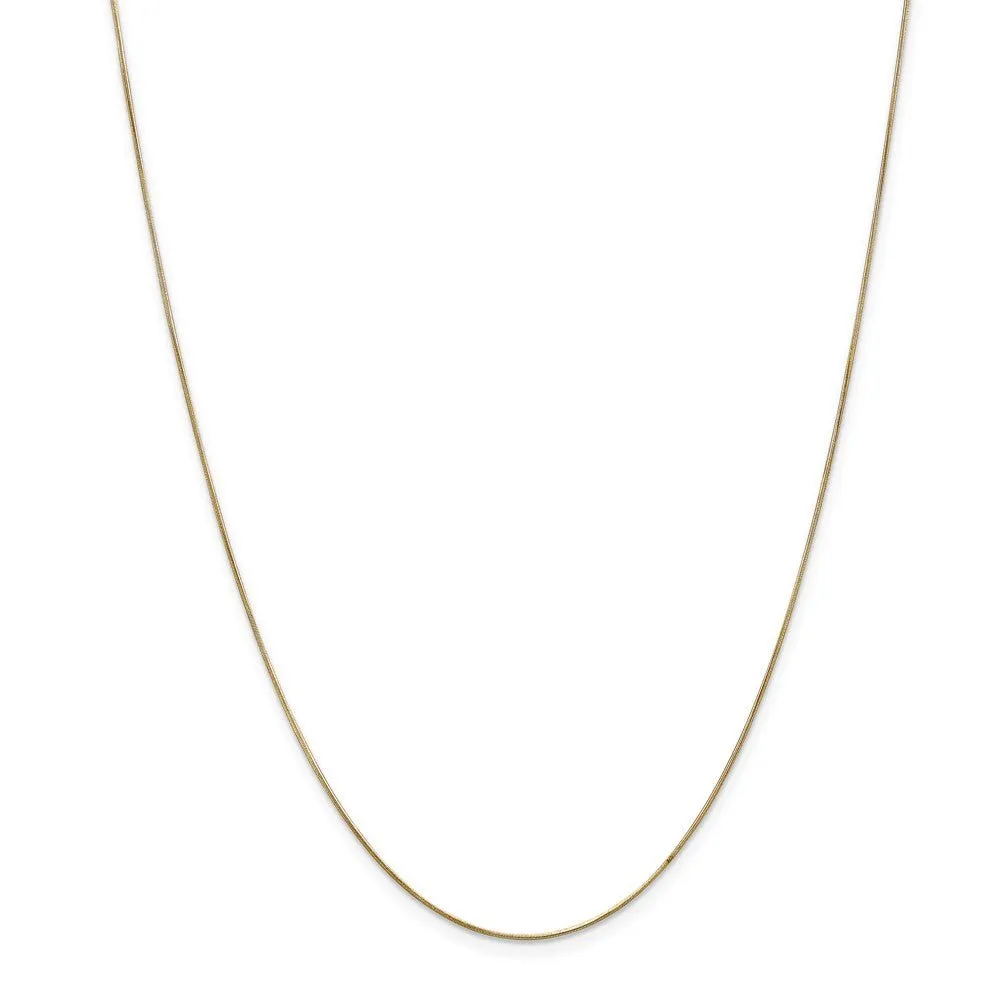 0.65mm, 14k Yellow Gold, Round Snake Chain Necklace