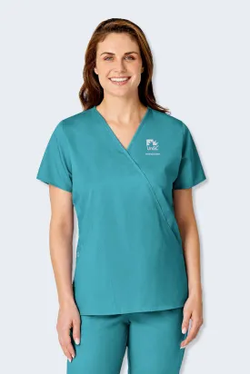 102 UniSC WonderWORK Womens Mock Wrap Nurses Scrub Top