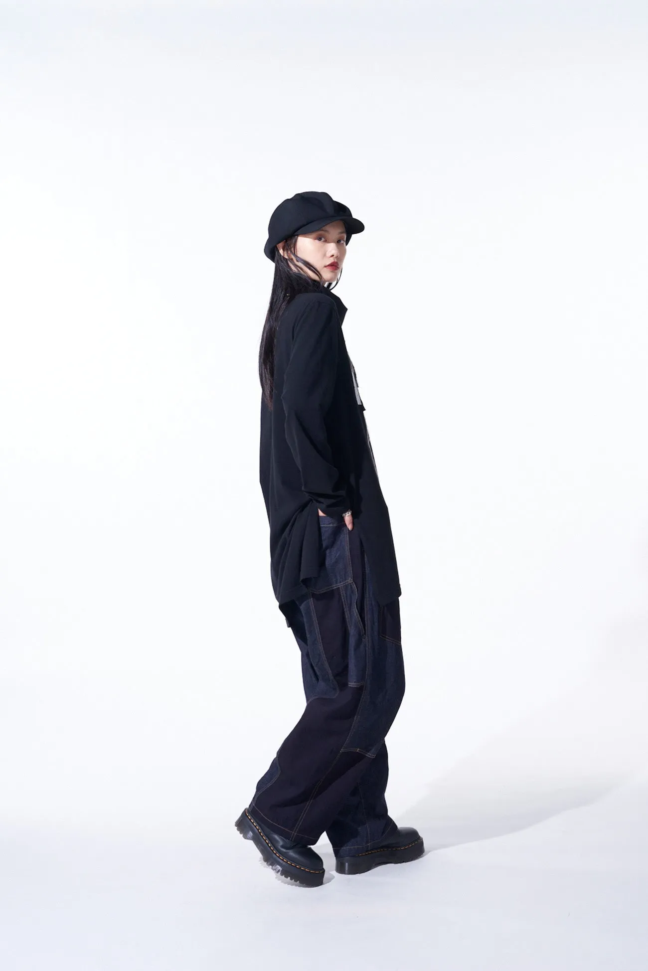 7OZ DENIM CRAZY PATCHWORK DOUBLE KNEE PAINTER PANTS