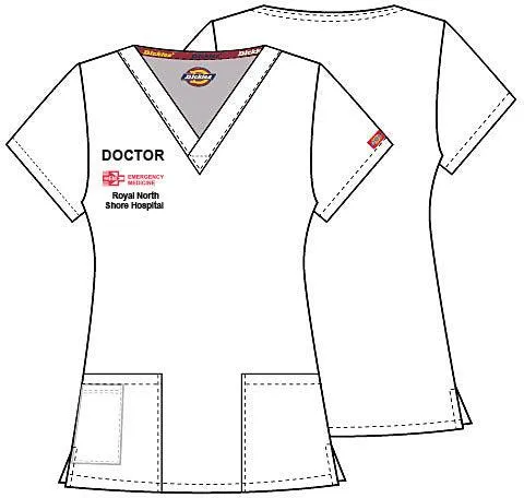 86706 RNSH Emergency Dickies Womens V-Neck Scrub Top