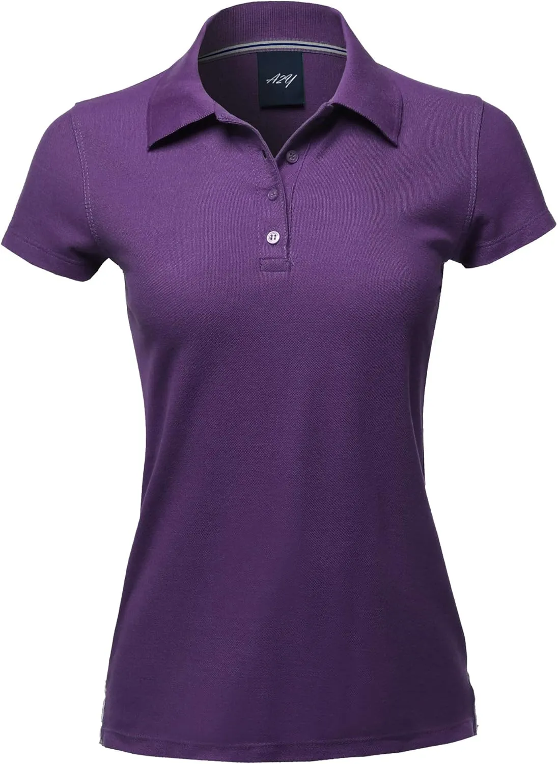 A2Y Women's Basic Casual Essentials 4-Button Junior-Fit PK Cotton Pique Polo Shirt