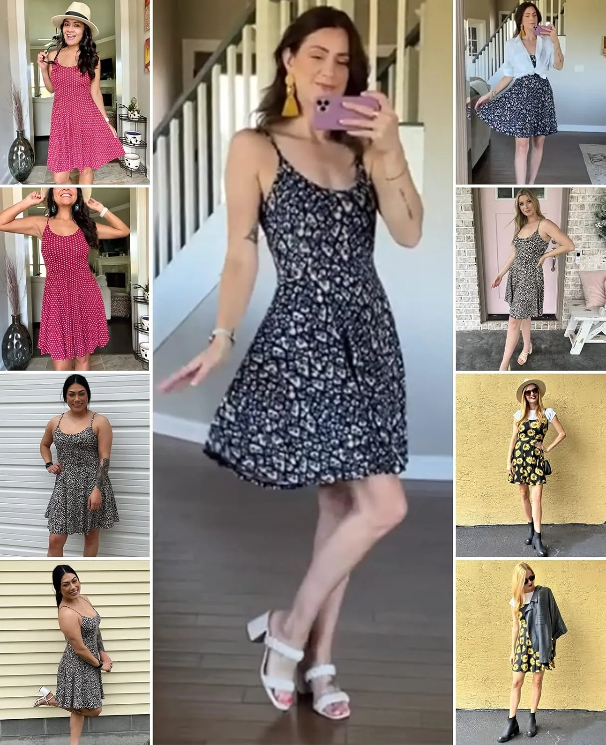 ACEVOG Women's 2025 Summer Dress Adjustable Spaghetti Strap Boho Floral Fit & Flare Beach Sundress