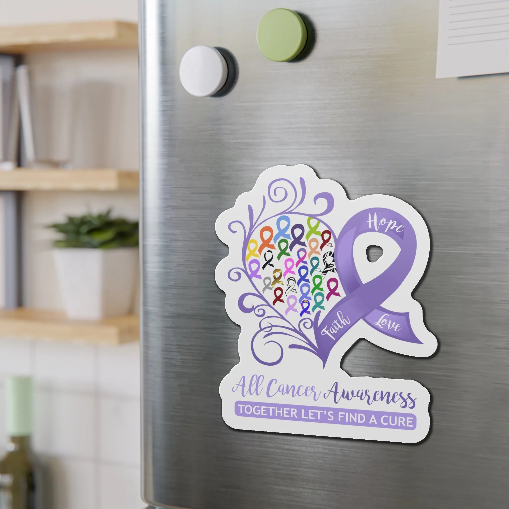 All Cancer Awareness Heart Flexible Vehicle Magnet