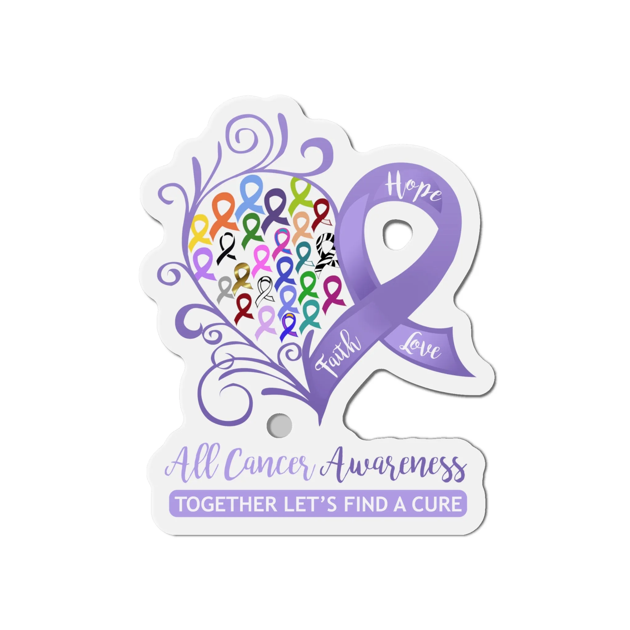 All Cancer Awareness Heart Flexible Vehicle Magnet