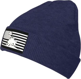 America Flag Veteran Beanie Cap Soft Knit Hat for Women Men Winter Warm Hat