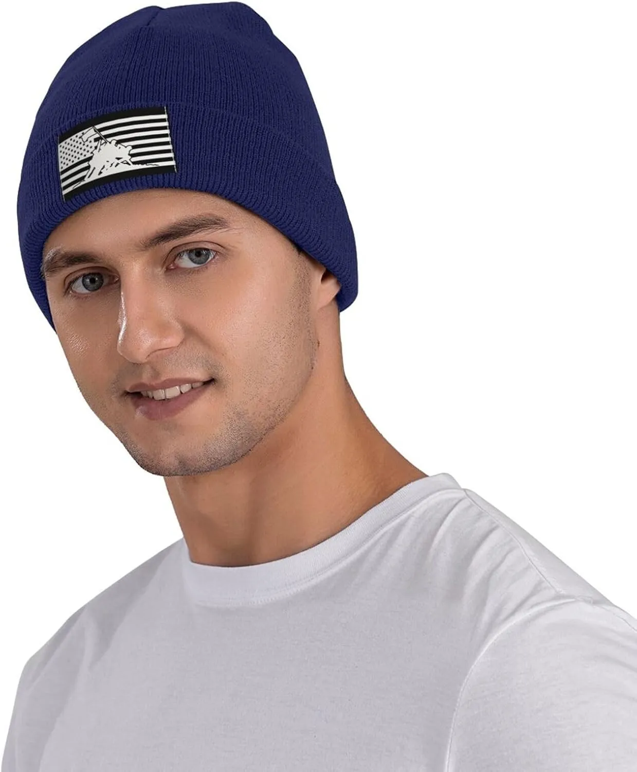 America Flag Veteran Beanie Cap Soft Knit Hat for Women Men Winter Warm Hat