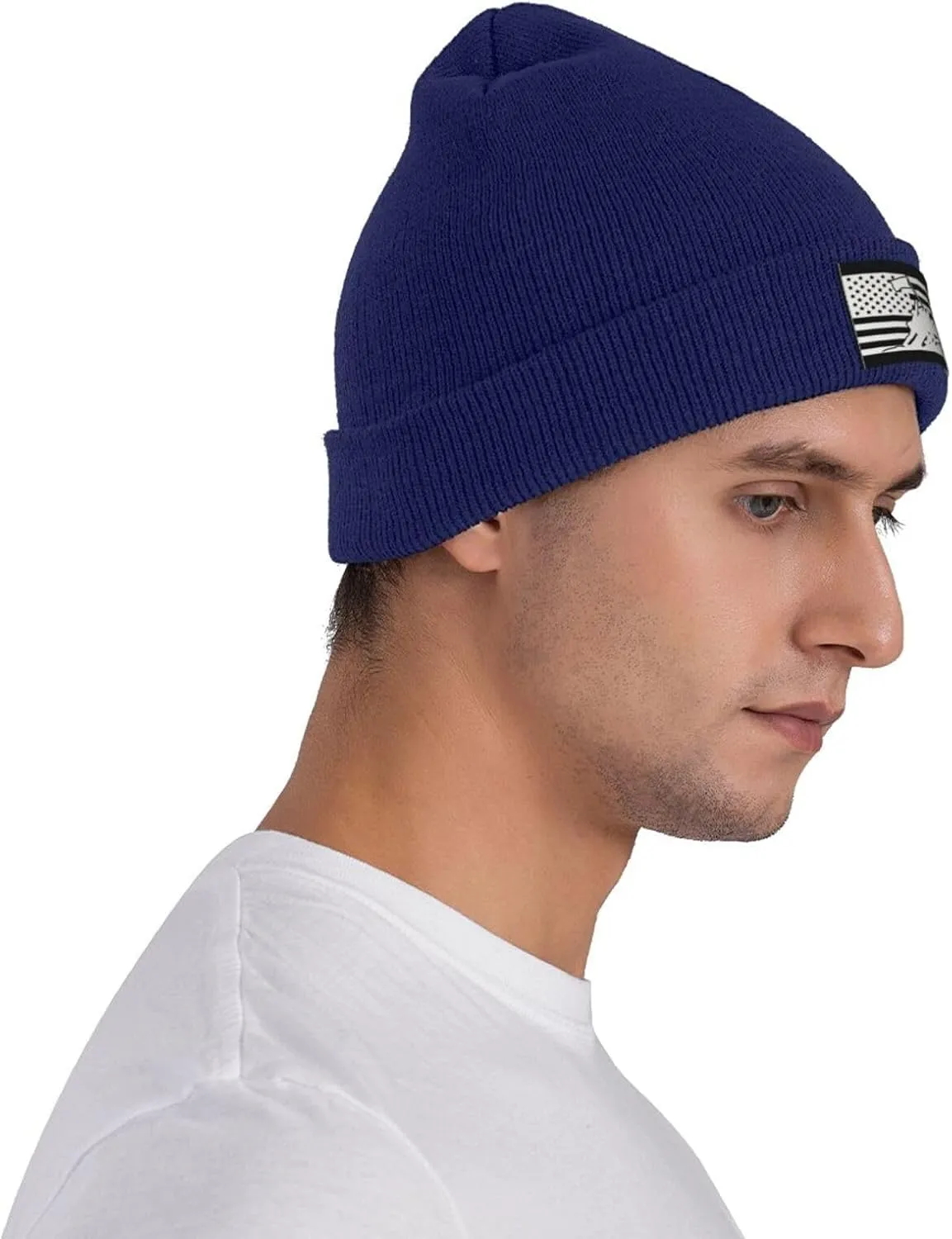 America Flag Veteran Beanie Cap Soft Knit Hat for Women Men Winter Warm Hat