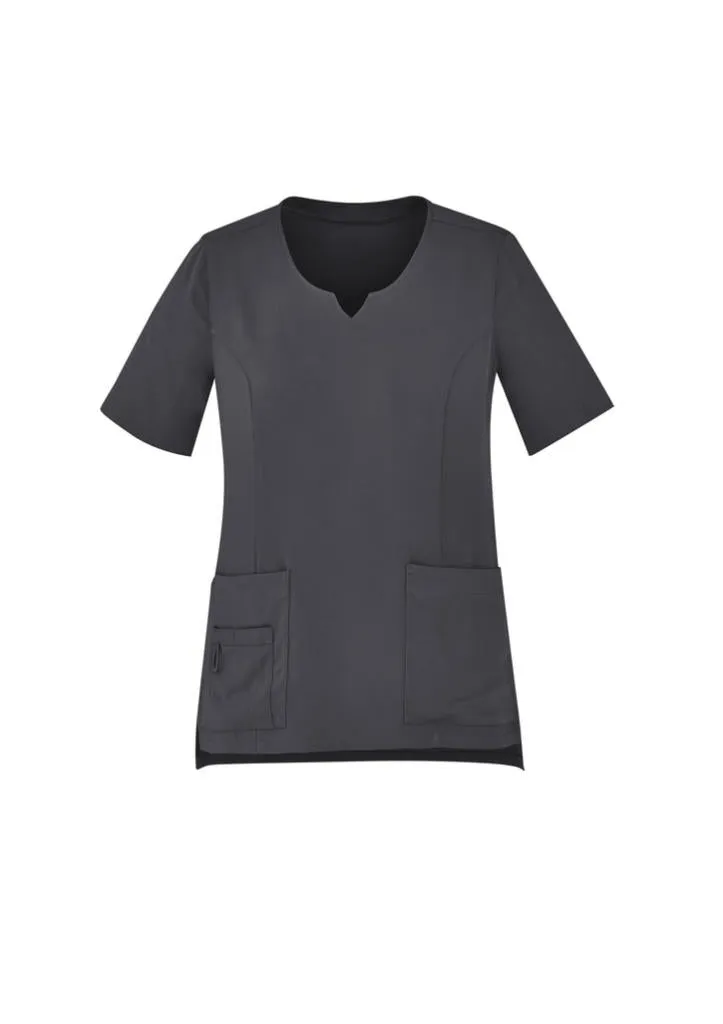 Biz Care CST942LS Womens Round Neck Scrub Top