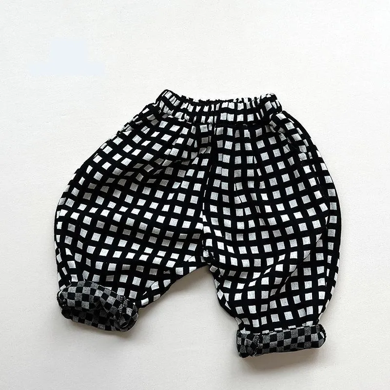 Casual Harem Lightweight Plaid Pants