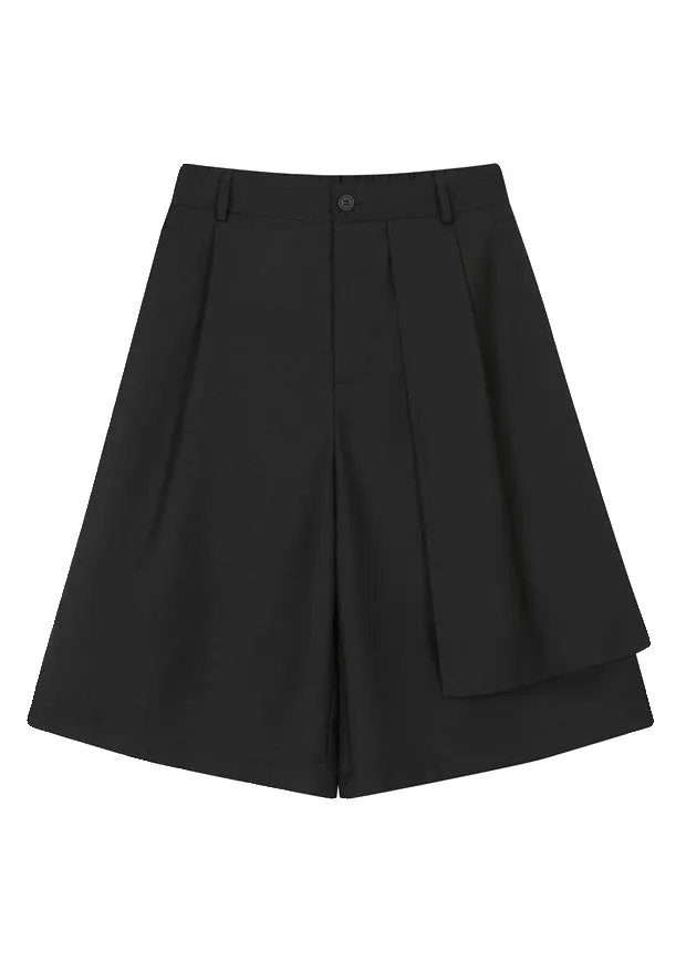Chic Black Asymmetrical Pockets Patchwork High Waist Men Pants YT002