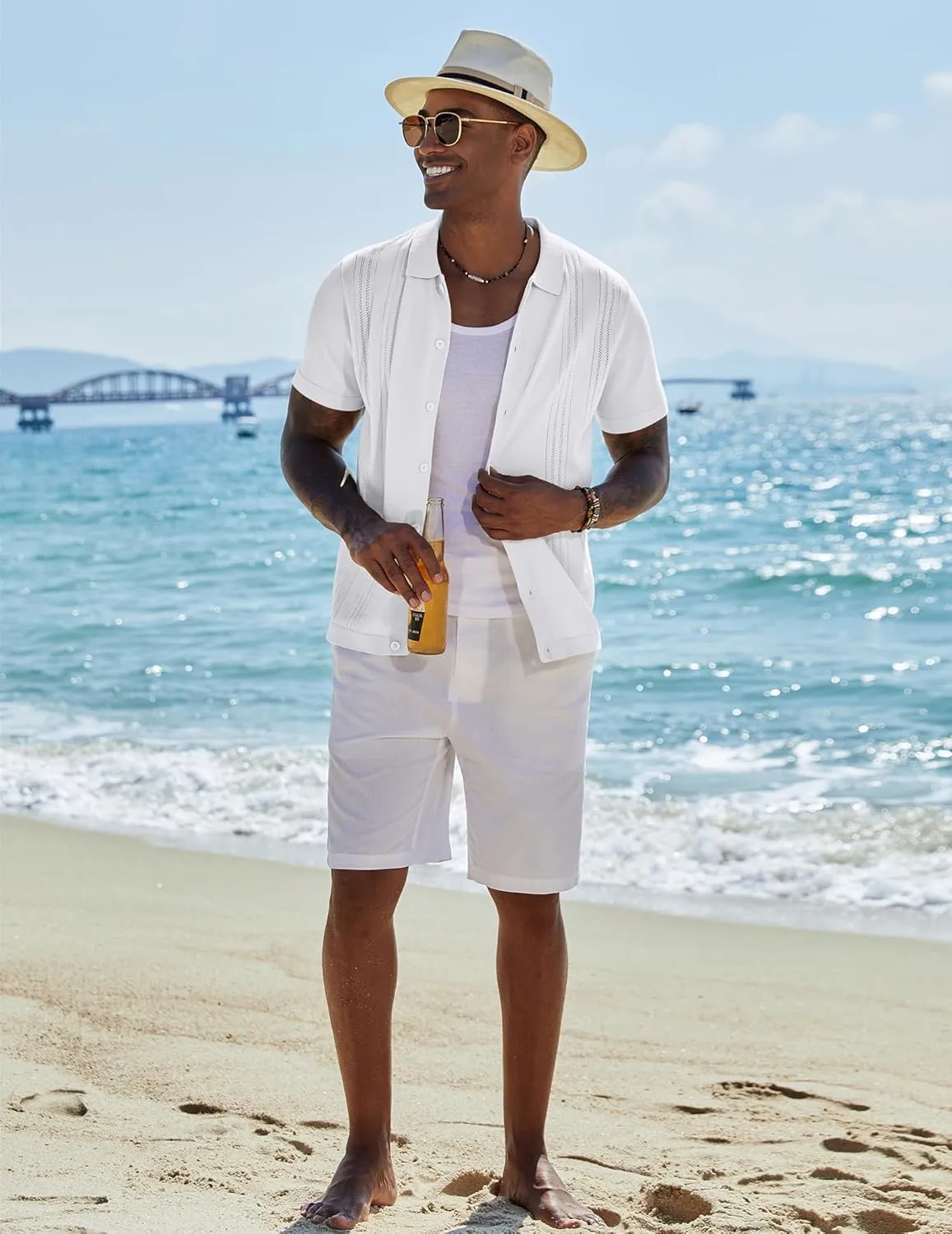COOFANDY Men Casual Button Down Shirts Short Sleeve Summer Beach Shirt Fashion Camp Tops