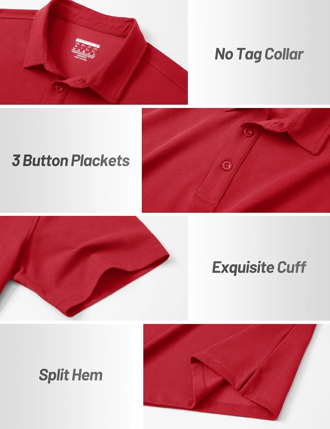 Cotrasen Men's Polo Shirts Short Sleeve Soft Cotton Pique T-Shirts 3 Buttons Classic Fit Casual Performance Golf Shirts
