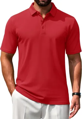 Cotrasen Men's Polo Shirts Short Sleeve Soft Cotton Pique T-Shirts 3 Buttons Classic Fit Casual Performance Golf Shirts