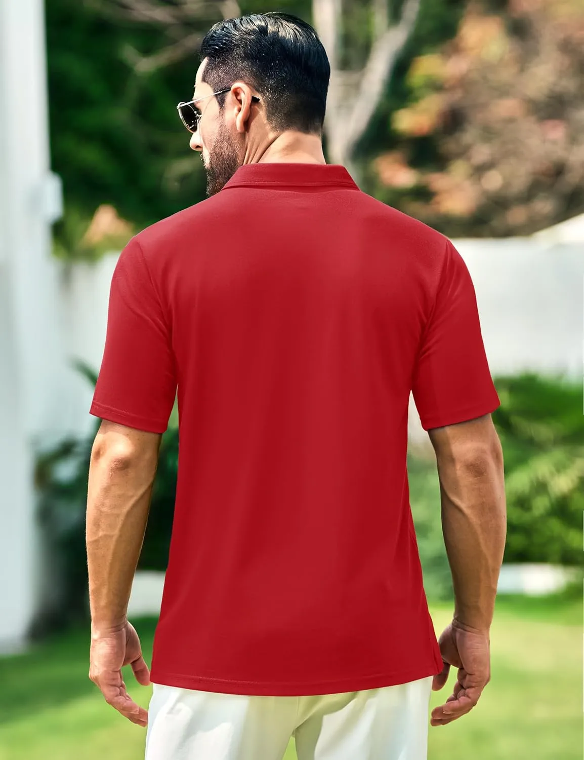 Cotrasen Men's Polo Shirts Short Sleeve Soft Cotton Pique T-Shirts 3 Buttons Classic Fit Casual Performance Golf Shirts