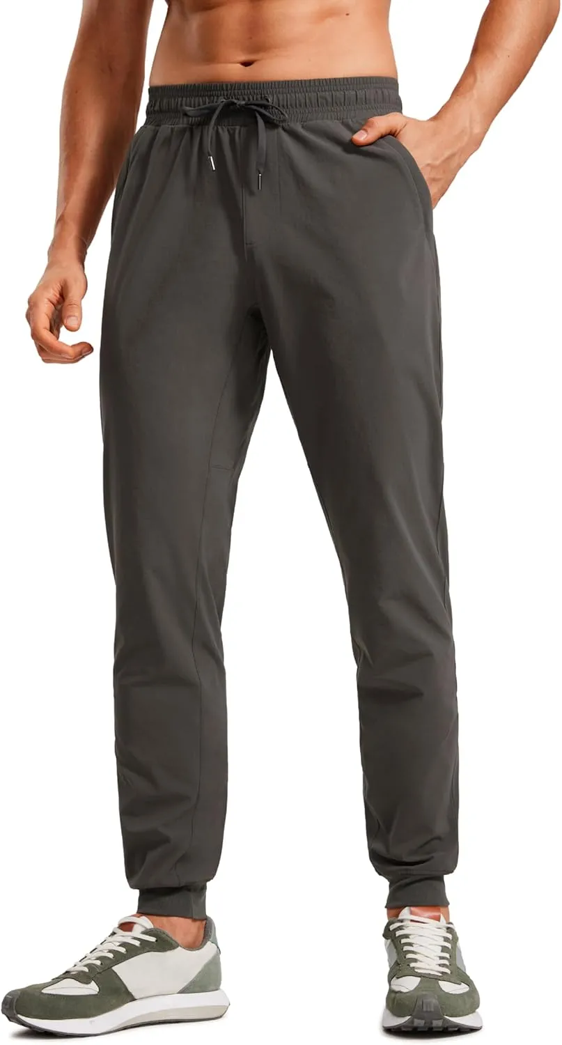 CRZ YOGA Athletic Joggers for Men 29"/31" Lightweight Water Resistant Outdoor Workout Pants with Zip Pockets