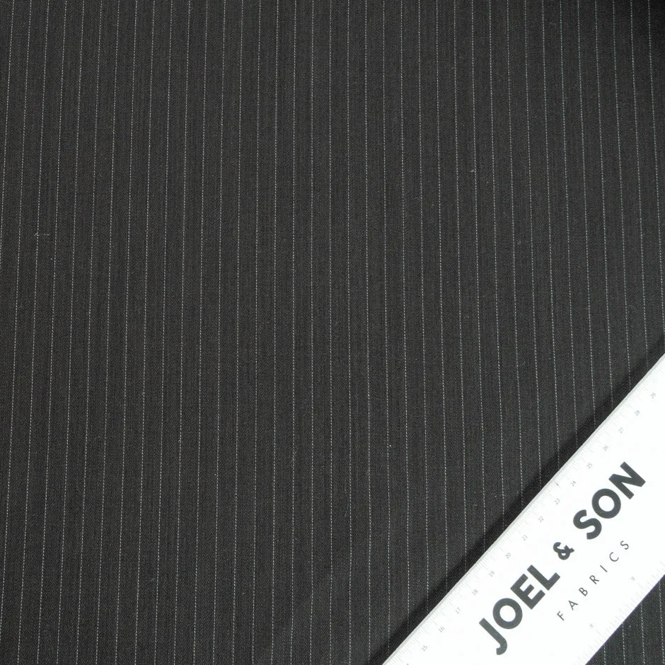 Dark Brown Pinstriped Double Faced Super 120s Wool