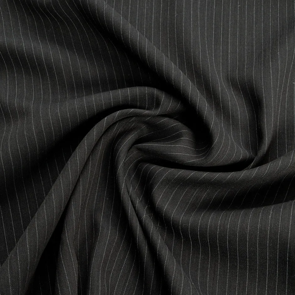 Dark Brown Pinstriped Double Faced Super 120s Wool