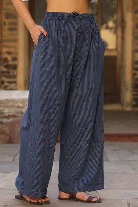 Dharan Scallop Cotton Blue Pants