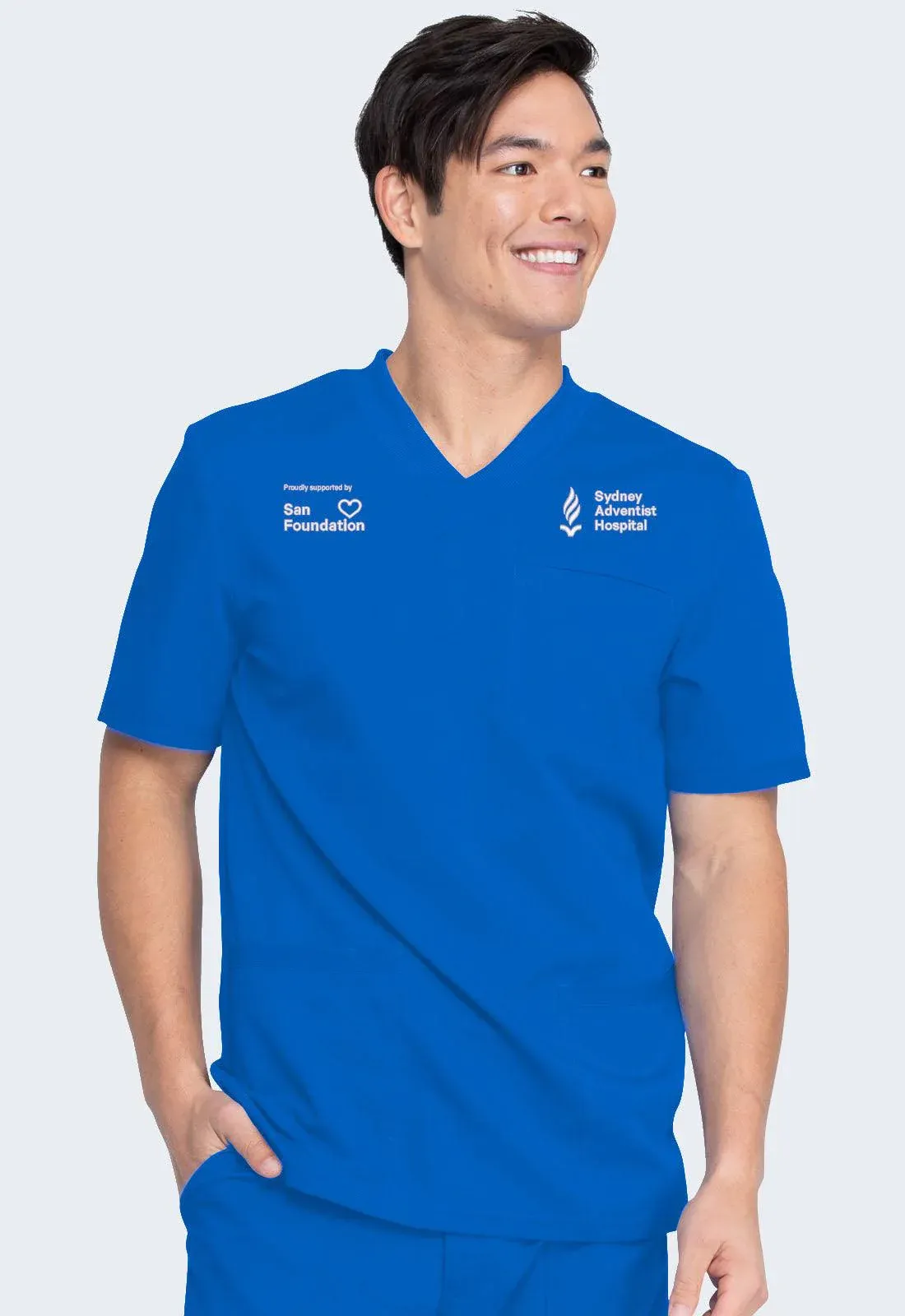DK845 SAH Dickies Balance Men's V-Neck Top Caribbean Blue