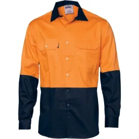 Dnc Workwear Hi-vis 2 Tone Cool-breeze Long Sleeve Cotton Shirt - 3840