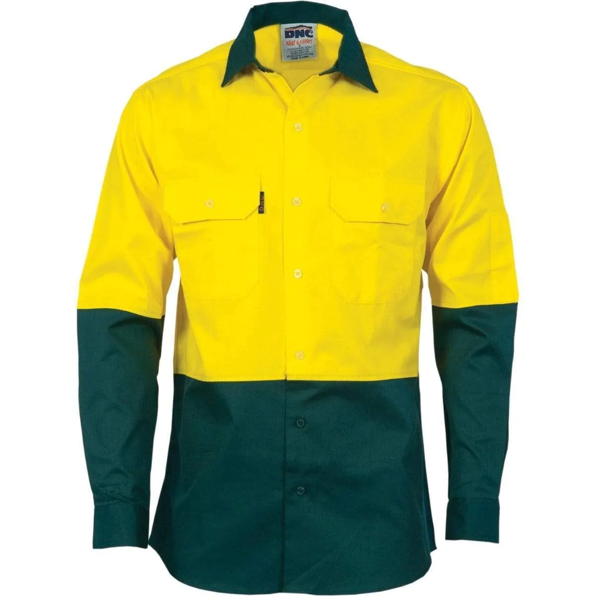 Dnc Workwear Hi-vis 2 Tone Cool-breeze Long Sleeve Cotton Shirt - 3840