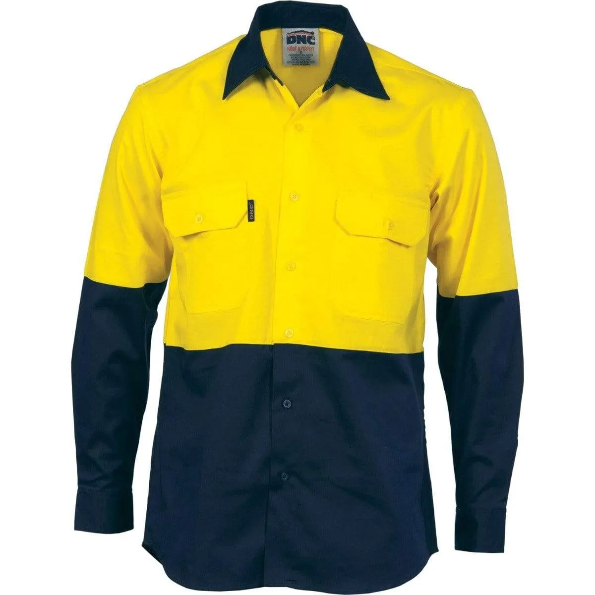 Dnc Workwear Hi-vis 2 Tone Cool-breeze Long Sleeve Cotton Shirt - 3840