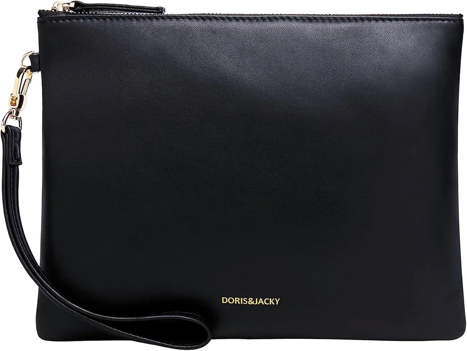 DORIS&JACKY Lambskin Leather Wristlet Clutch Purse For Women Large Soft Designer Wallet With Strap