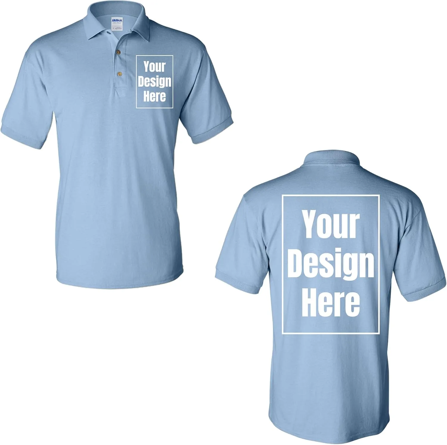 Front and Back Add Your Own Text Design Custom Personalized Adult Polo Shirt