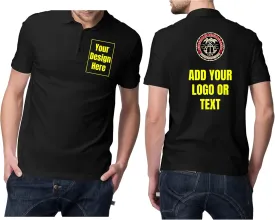 Front and Back Add Your Own Text Design Custom Personalized Adult Polo Shirt