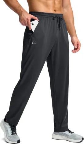 G Gradual Men's Sweatpants with Zipper Pockets Lightweight Mesh Athletic Pants for Men Open Bottom Workout Gym Running