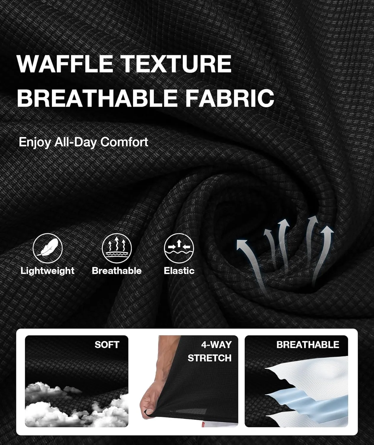 GEEK LIGHTING Mens Waffle Texture Polo Shirts Short Sleeve Casual T-Shirts Moisture Wicking Collared Golf Shirt with Pocket