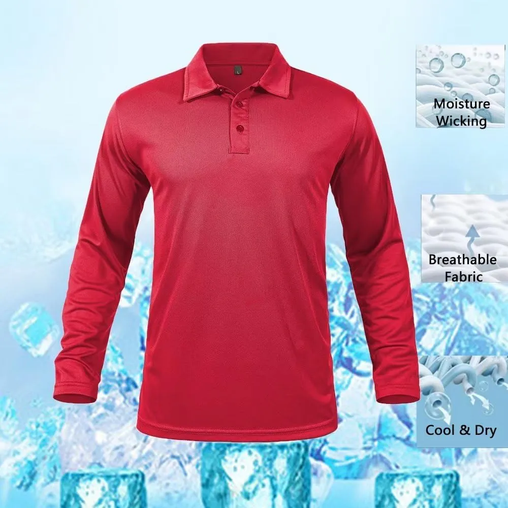 GYMELITE Men's Golf Polo Shirt Short & Long Sleeve Polo Shirts Dry Moisture Wicking Performance Outdoor Casual Collar Shirt