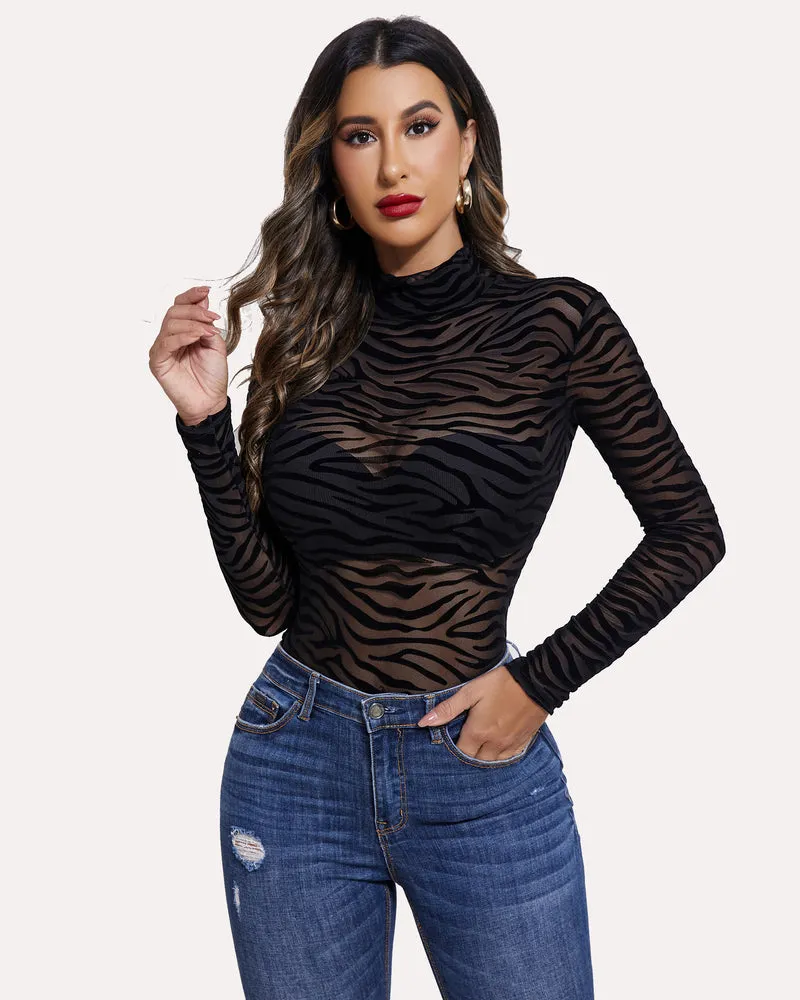 Halloween Long Sleeve Sheer Bodysuit