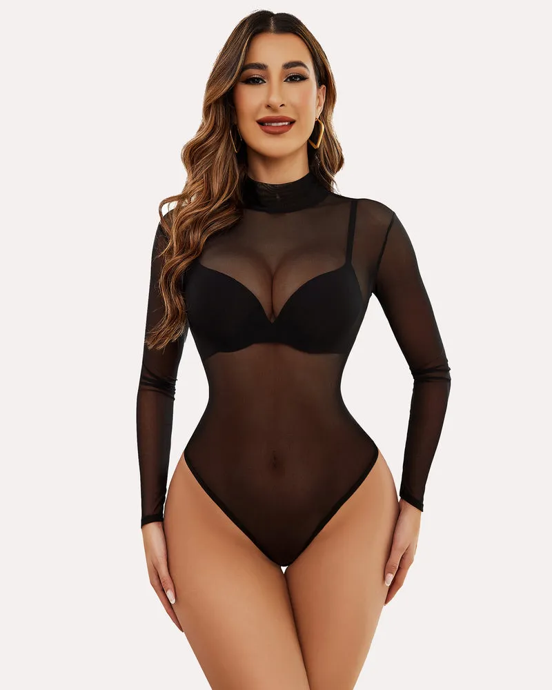 Halloween Long Sleeve Sheer Bodysuit