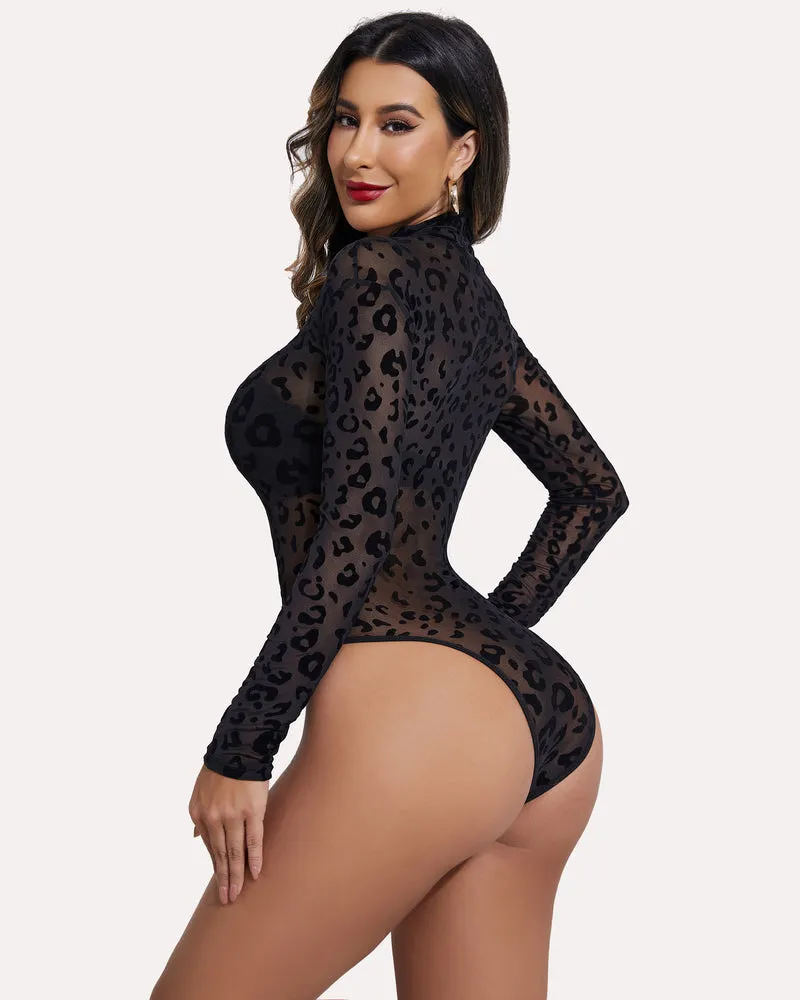 Halloween Long Sleeve Sheer Bodysuit