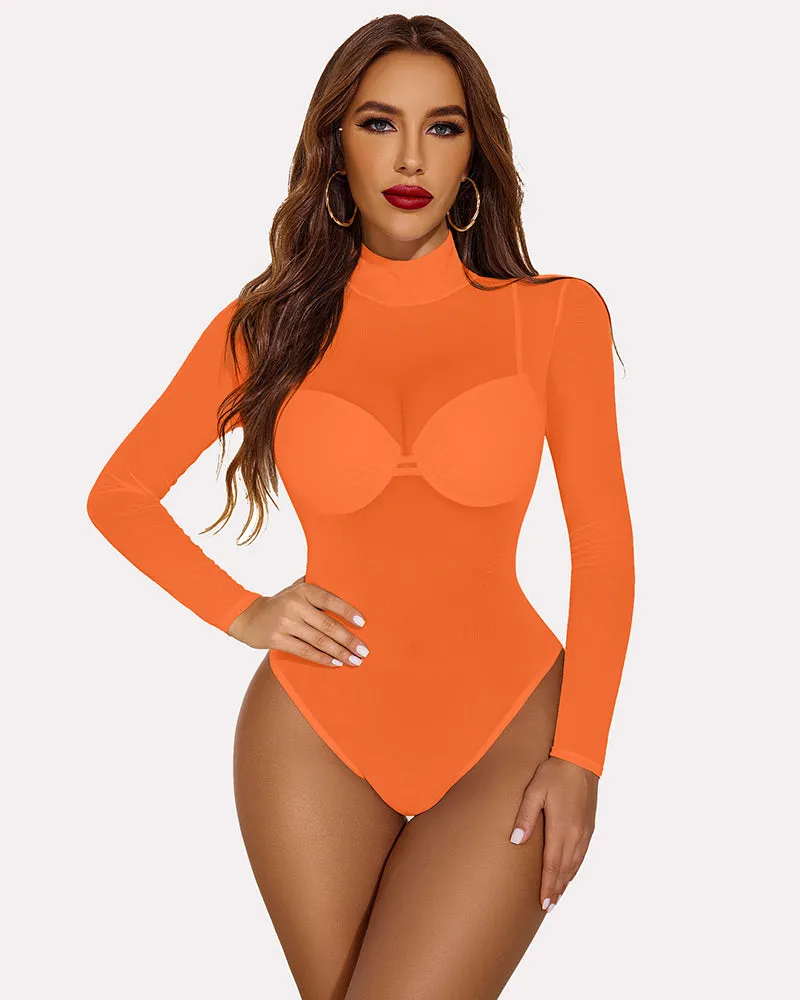 Halloween Long Sleeve Sheer Bodysuit