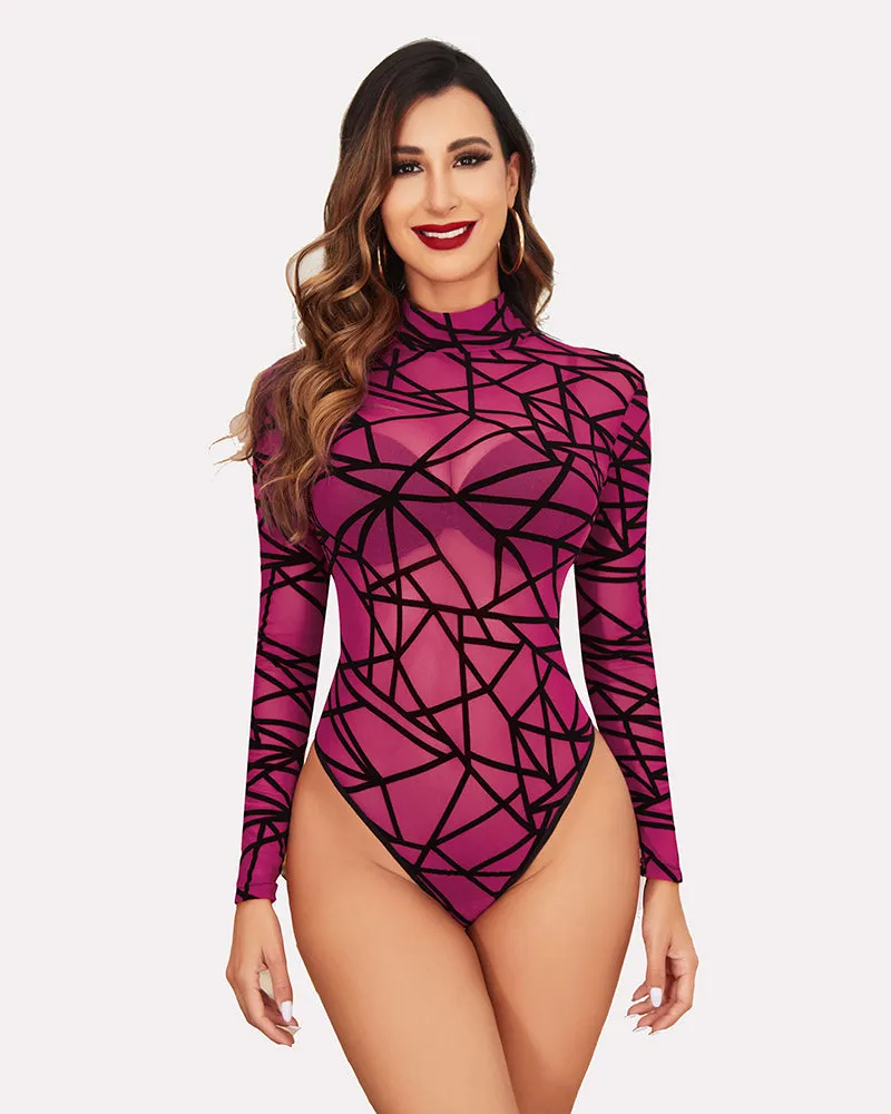 Halloween Long Sleeve Sheer Bodysuit