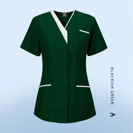 HC - Nursing Scrub Top: Versatile short sleeve uniform for surgery, pet care, and beauty salons