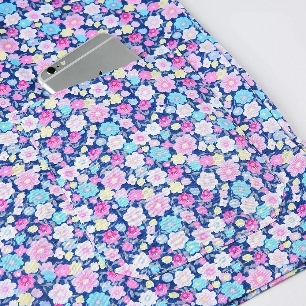 HC - Women’s Scrub Top: 2024 classic fit, 100% cotton, floral print, V-neck for nurses