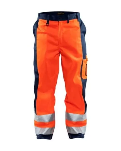 High Visibility Work Trousers by Blaklader with Multiple Pockets (PolyCotton) - Style 1583