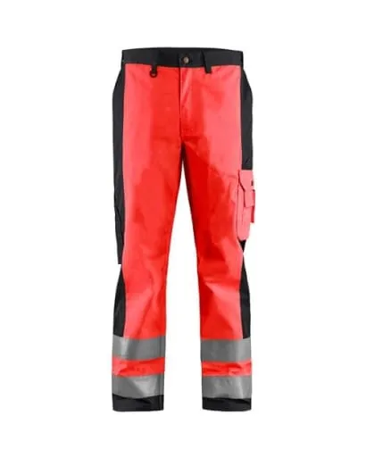 High Visibility Work Trousers by Blaklader with Multiple Pockets (PolyCotton) - Style 1583