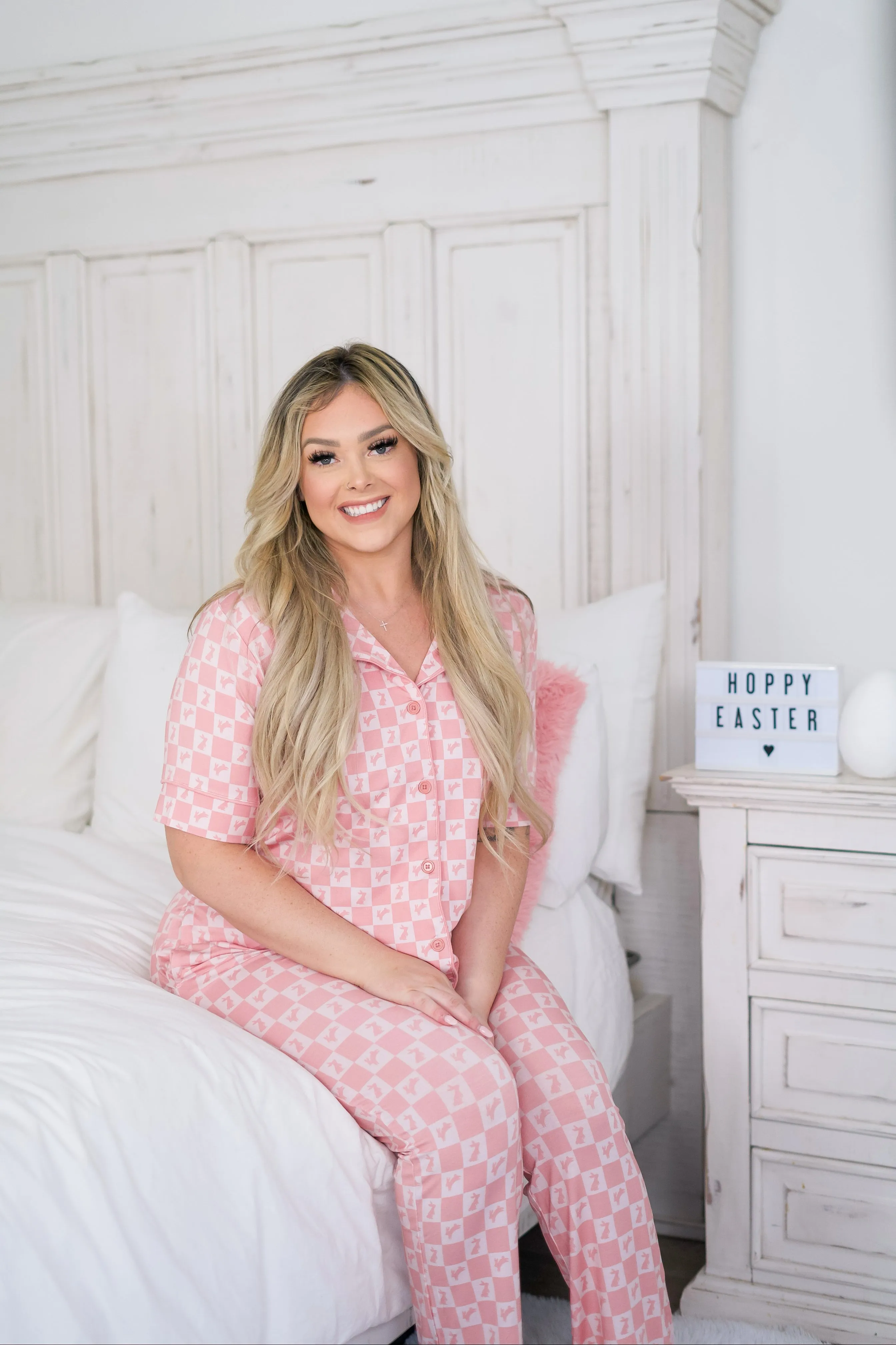 Hoppity Blush Checkers Women’s Relaxed Flare Dream Set