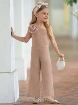 Keep It Neutral One Shoulder Beige Palazzo Pants Set