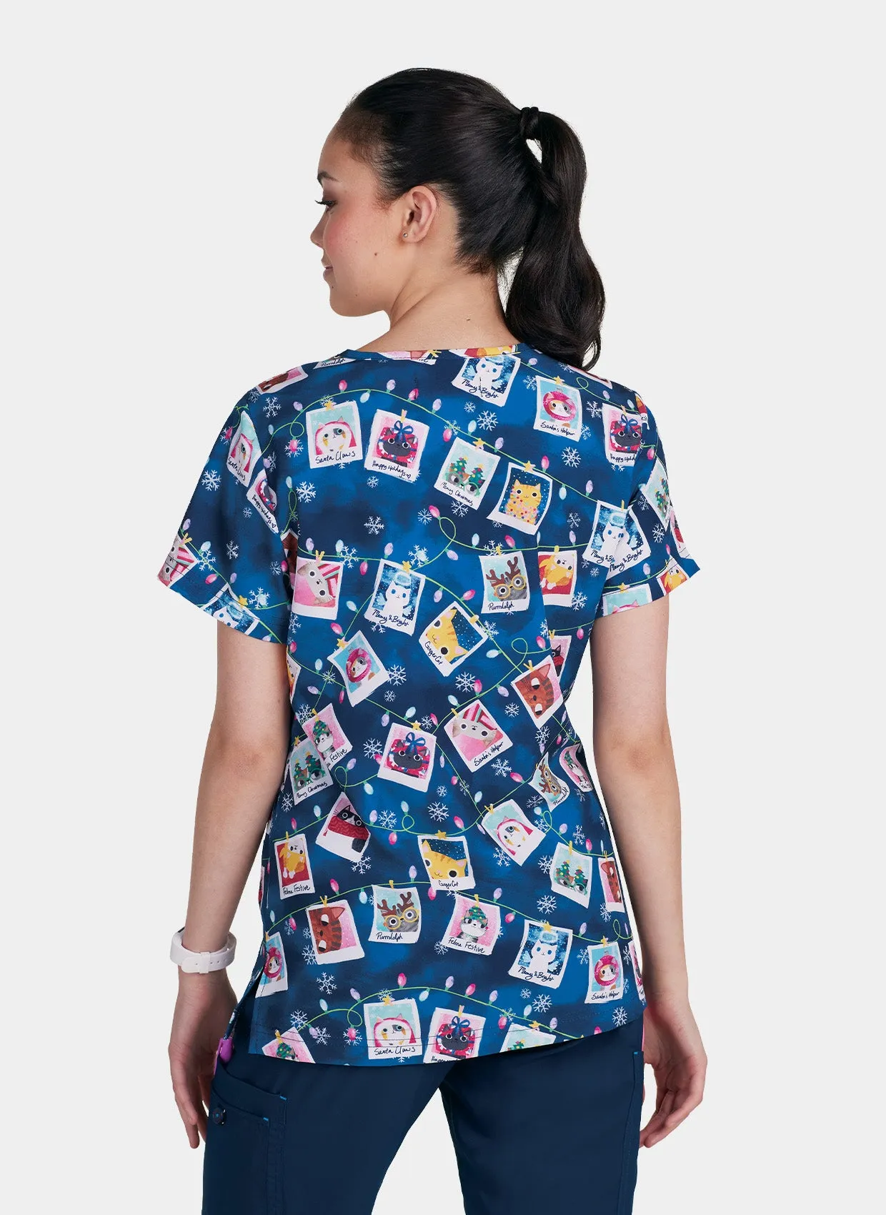 Koi Basics Rosalie Scrub Top - Feline Festive (Artist Series)