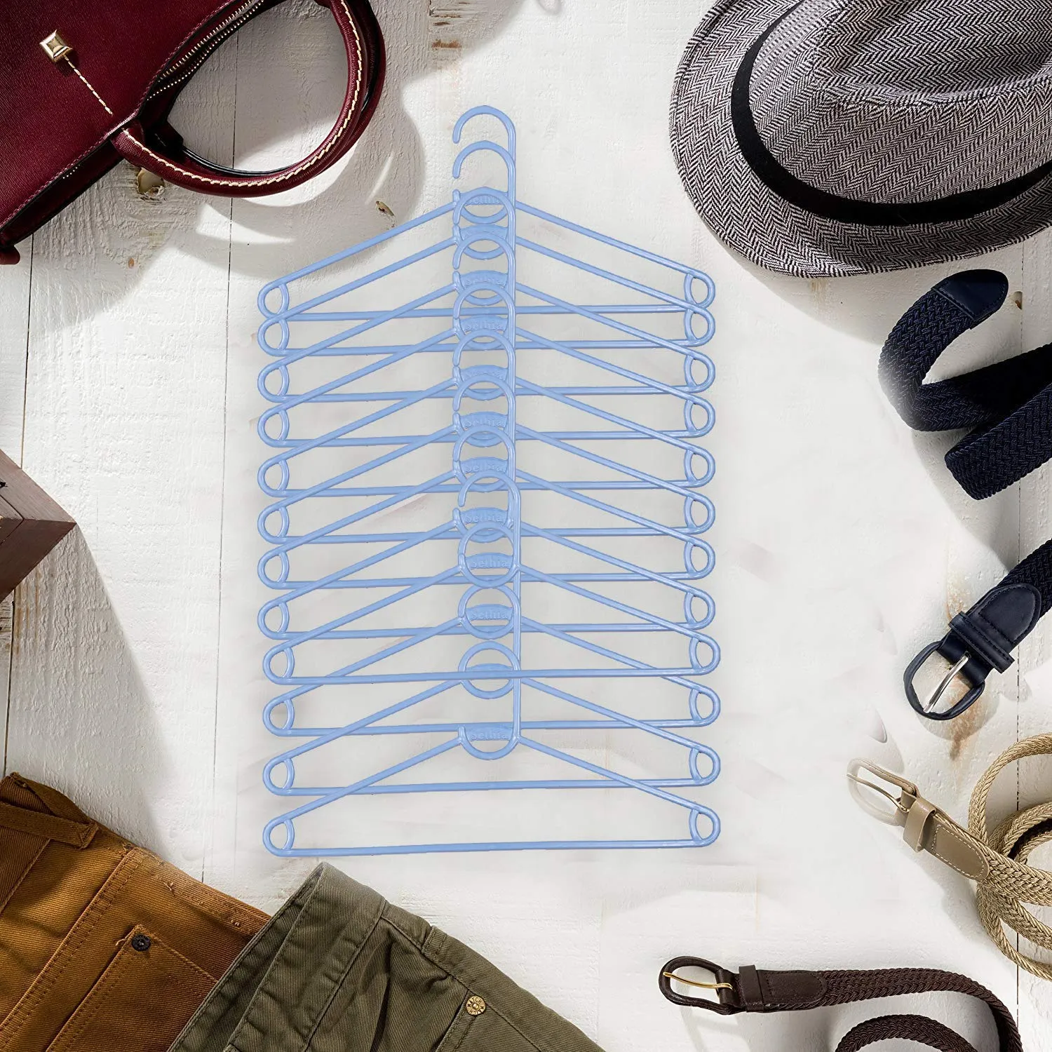 Kuber Industries Silky Hnager Plastic 12 Pieces Hanger Set for Wardrobe (Purple), CTKTC6799