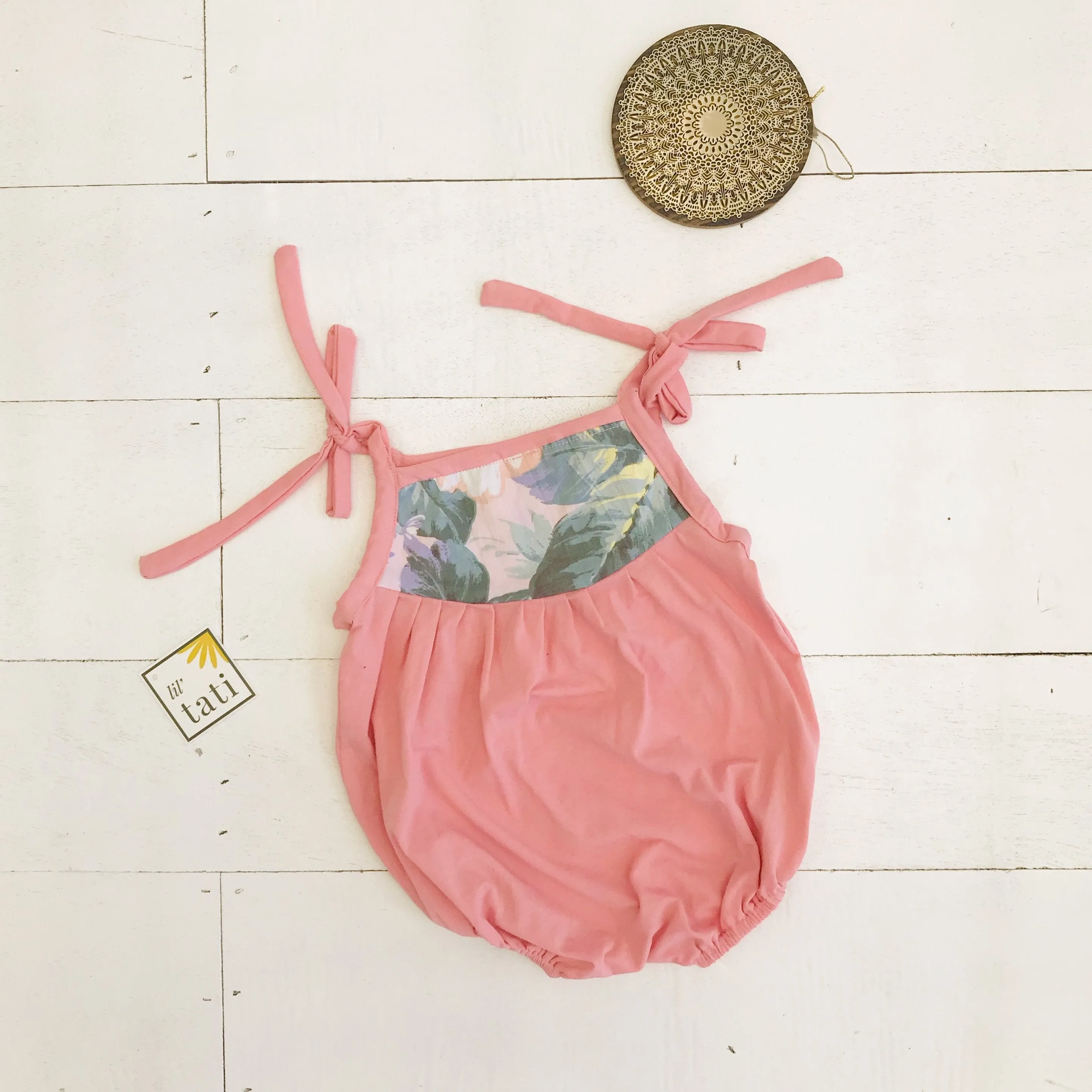 Lily Playsuit in Pastel Peony and Pink Stretch