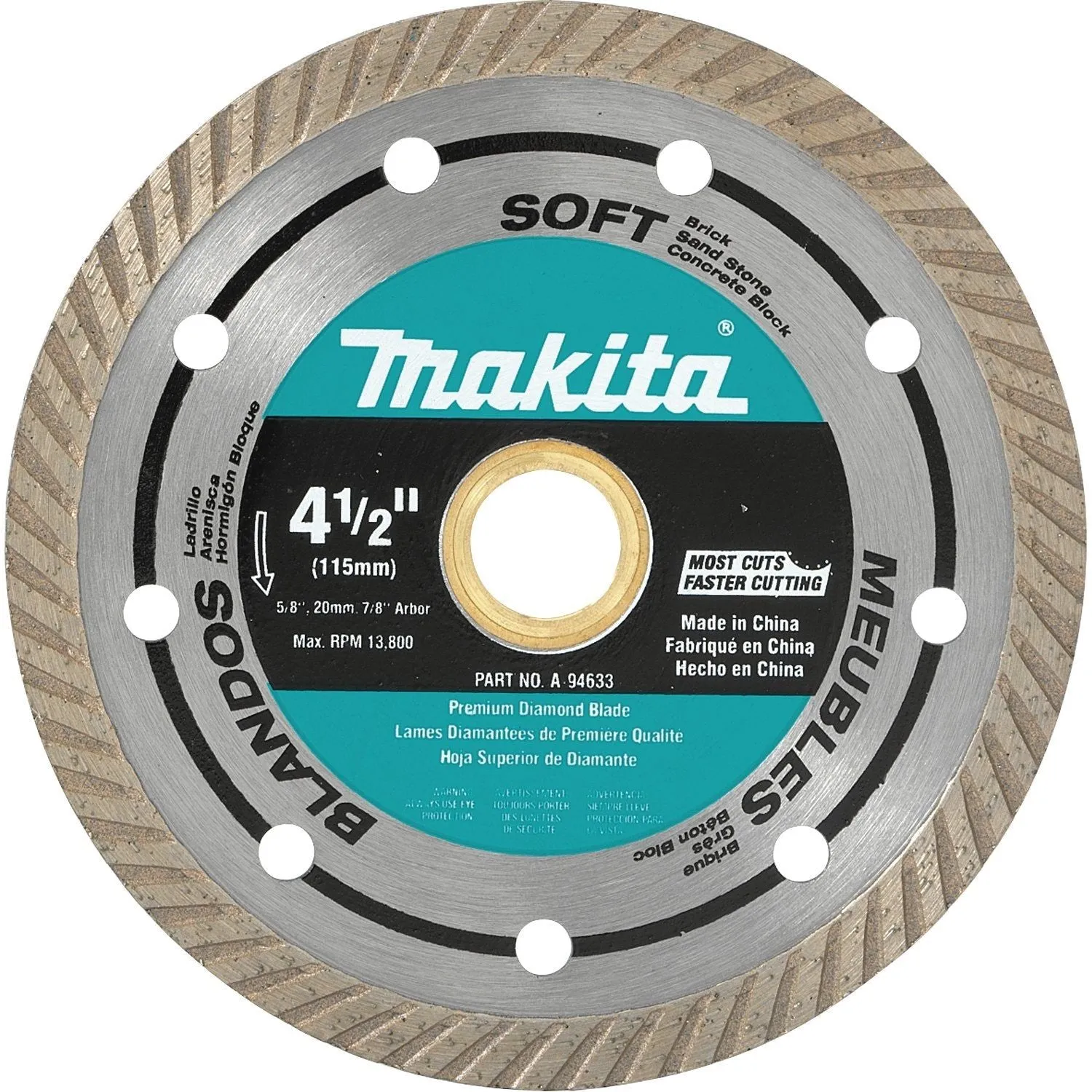 Makita (A-94633) 4-1/2" Diamond Blade, Turbo, Soft Material