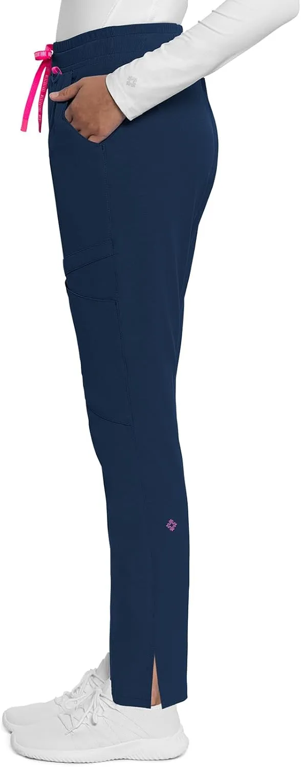 Med Couture Scrub Pant for Women Mid Rise Drawstring Tapered Leg - Missy Fit Cargo Pant with Rib-Knit Waistband - MC101