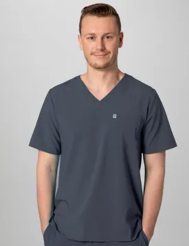Men's 2-Pocket V-Neck Scrub Top - Pewter
