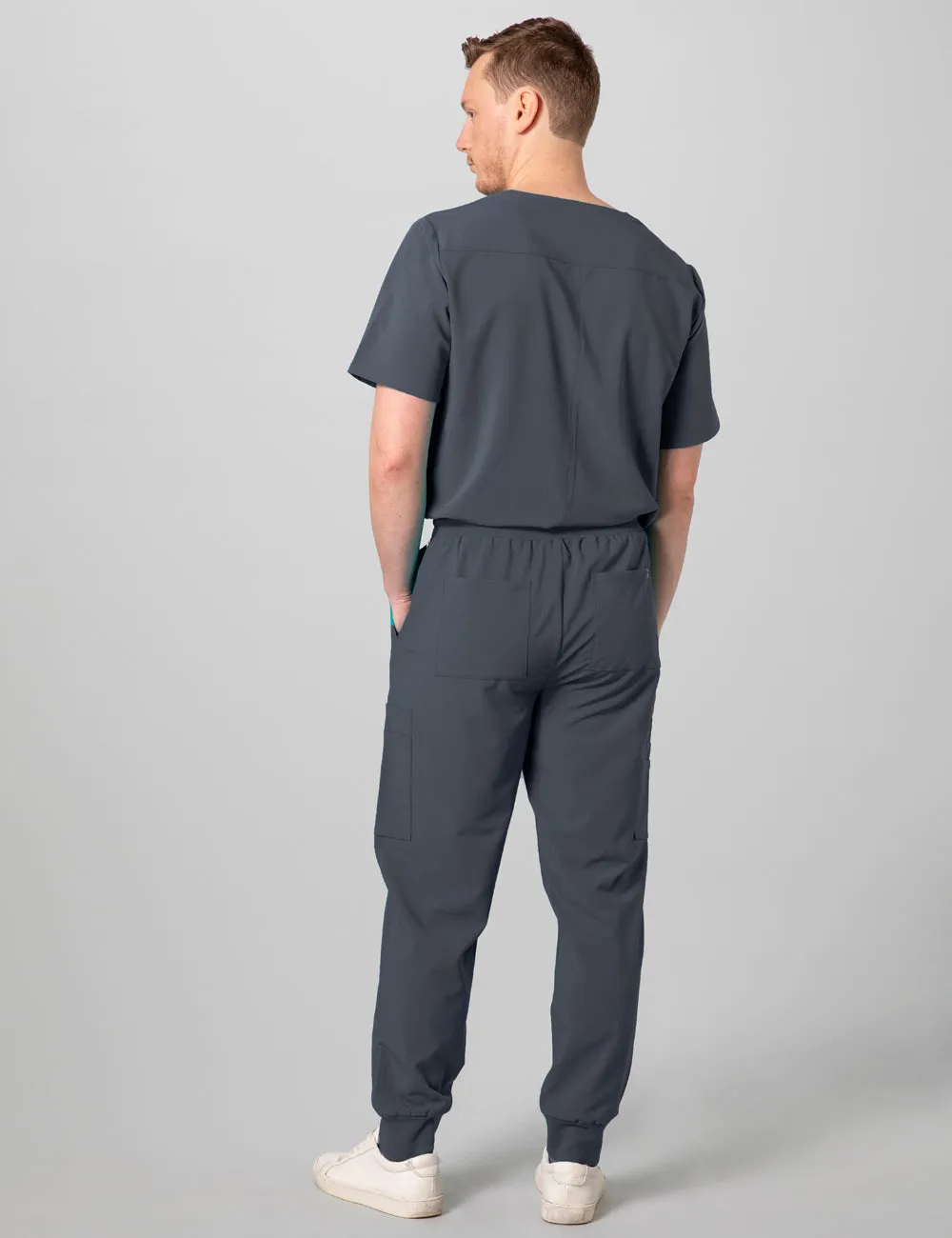 Men's 2-Pocket V-Neck Scrub Top - Pewter